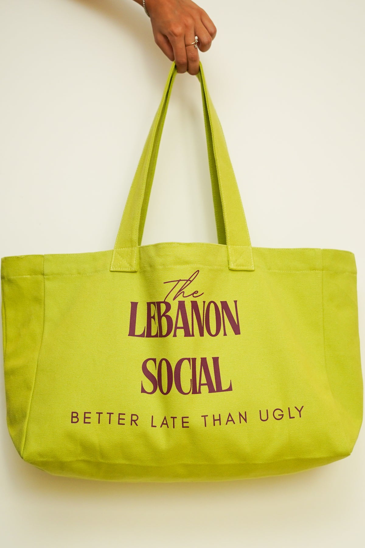 'Better Late Than Ugly' Tote - Lime Green